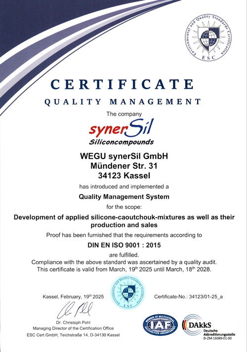 ISO 9001 2015 synerSil in englisch